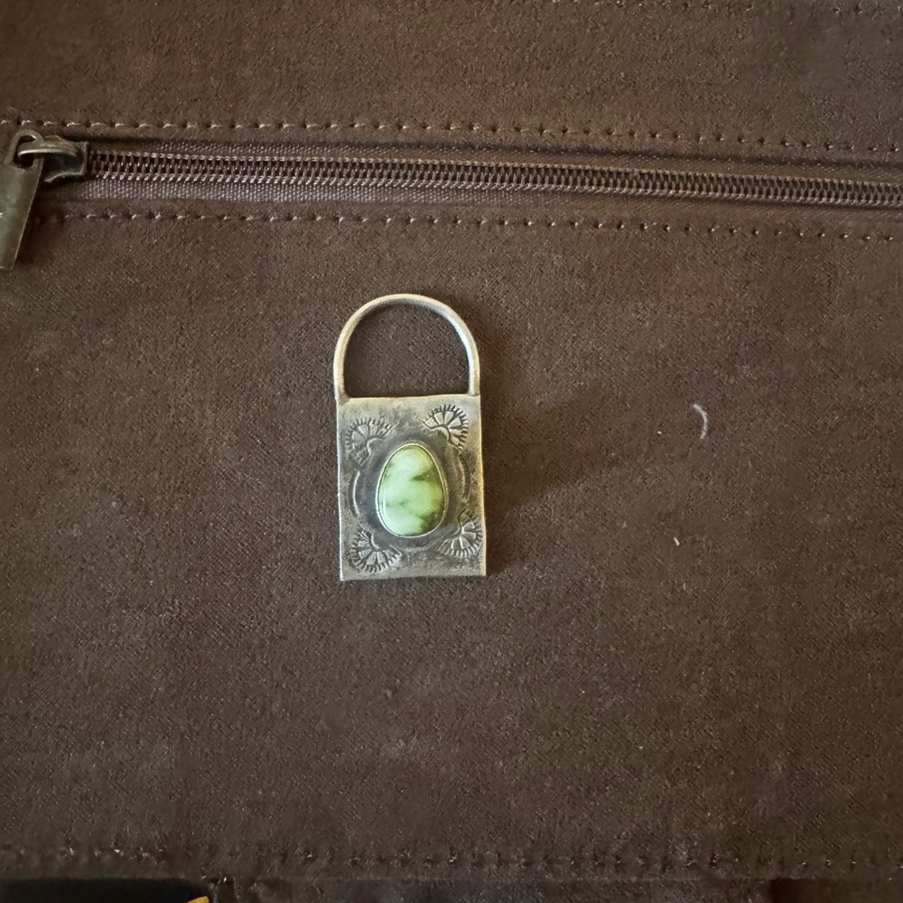 Sterling Silver Green Stone Padlock Pendant Necklace